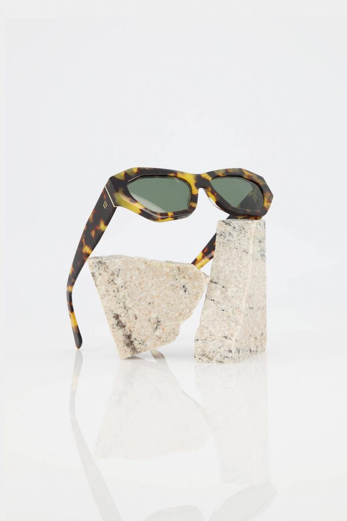 Sunglasses on smashed up marble plinths - creative product photography for digital channels