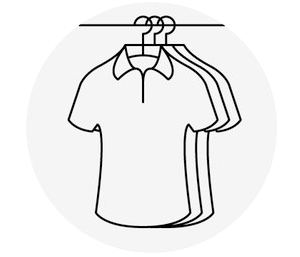 Graphic of shirts on coatrack to represent Visual Merchandising Software Solutions