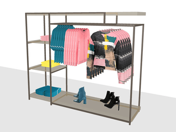 SampleRoom Mockup showing how your clothing would look in-store on the racks and shelves provided.